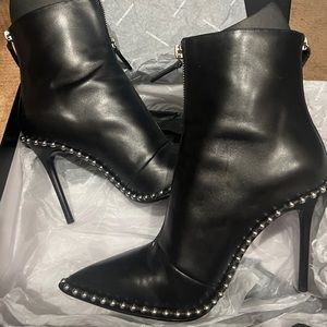 Alexander Wang Woman Eri Studded Leather Ankle Boots Black.
